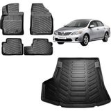 Team Car Toyota Corolla Sedan 2010 Model 3D Bagaj Havuzu+3d Havuzlu Araca Özel Paspas Takımı - Siyah - Siyah