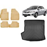 Team Car Toyota Corolla Sedan 2012 Model 3D Bagaj Havuzu+3d Araca Özel Bej Havuzlu Paspas Takımı - Siyah - Bej