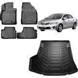 Team Car Toyota Corolla Sedan 2012 Model 3D Bagaj Havuzu+3d Havuzlu Araca Özel Paspas Takımı - Siyah - Siyah