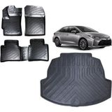 Team Car Toyota Corolla Sedan 2019 Model 3D Bagaj Havuzu+3d Havuzlu Araca Özel Paspas Takımı - Siyah - Siyah