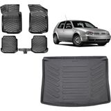 Team Car Volkswagen Golf 4 1999 Model 3D Bagaj Havuzu+3d Havuzlu Araca Özel Paspas Takımı - Siyah - Siyah