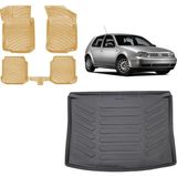 Team Car Volkswagen Golf 4 2003 3D Bagaj Havuzu+3d Araca Özel Bej Havuzlu Paspas Takımı - Siyah - Bej