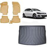 Team Car Volkswagen Golf 7 2015 Model 3D Üst Bagaj Havuzu+3d Araca Özel Bej Havuzlu Paspas Takımı - Siyah - Bej