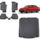 Team Car Volkswagen Jetta 2012 (Cepsiz) Model 3D Bagaj Havuzu+3d Havuzlu Araca Özel Paspas Takımı - Siyah - Siyah
