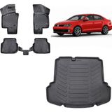Team Car Volkswagen Jetta 2012 Model (Cepli) 3D Bagaj Havuzu+3d Havuzlu Araca Özel Paspas Takımı - Siyah - Siyah