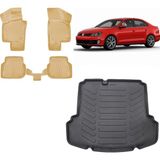 Team Car Volkswagen Jetta 2017 Model (Cepli) 3D Bagaj Havuzu+3d Araca Özel Bej Havuzlu Paspas Takımı - Siyah - Bej