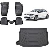 Team Car Volkswagen Polo 2011 Model Üst Kademe 3D Bagaj Havuzu+3d Havuzlu Araca Özel Paspas Takımı - Siyah - Siyah