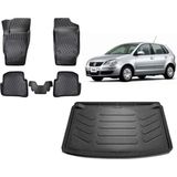 Team Car Volkswagen Polo 9n 2002 Model 3D Bagaj Havuzu+3d Havuzlu Araca Özel Paspas Takımı - Siyah - Siyah