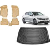 Team Car Volkswagen Polo Üst Bagaj 2018 Model Bagaj Havuzu+3d Araca Özel Bej Havuzlu Paspas Takımı - Siyah - Bej