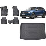 Team Car Volkswagen Tiguan 2020 Model Üst Kademe 3D Bagaj Havuzu+3d Havuzlu Araca Özel Paspas Takımı - Siyah - Siyah