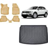 Team Car Volkswagen Tiguan Alt Bagaj 2017 Model 3D Bagaj Havuzu+3d Araca Özel Bej Havuzlu Paspas Takımı - Siyah - Bej