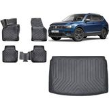 Team Car Volkswagen Tiguan Alt Kademe 2017 Model 3D Bagaj Havuzu+3d Havuzlu Araca Özel Paspas Takımı - Siyah - Siyah