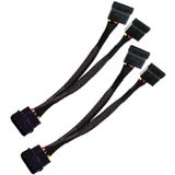TeamProfitcom 4 Pin Erkek IDE Molex Çift 15 Pin Dişi SATA Güç Dağıtıcı Dönüştürücü Adaptör Kablosu Sabit Sürücü HDD SSD Uzatma Kablosu Manşon Örgülü 8 İnç (2 Paket)