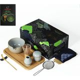 Teanagoo Japon Matcha Çay Seti, 10 Parça Seremoni Kiti, Bambu Çırpıcı, Seramik Kase ve Aksesuarlar - Gri