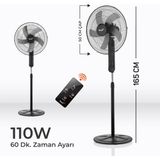 Teba 18 Inch Uzaktan Kumandalı / Zaman Ayarlı Ayaklı Vantilatör - Siyah