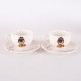 Tebak Collection 2 Kişilik Kokeshi Bebekleri Yeşil Desenli Porselen Türk Kahve Fincan Takımı