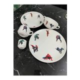 TEBAK COLLECTION Süper Kahramanlar Desen Porselen 5 Parça Çocuk Yemek Takımı Mama Seti