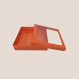 Tebe Group Ambalaj 20X20X5 Turuncu Renkli Asetat Pencereli Karton KUTU(100 Adet)