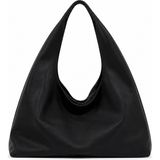 Tecer Bag Kadın Süet Fermuarlı Salaş Shopper Vintage Omuz Çantası - Siyah