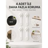 Tech Butiq 4'lü Çocuk Güvenlik Dolap ve Çekmece Kilidi - 0 - 3 Ay