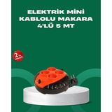 Tech Butiq 5 Metre Kablolu 4’lü Kırmızı Priz Makara - Ahşap