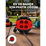 Tech Butiq Ev ve Ofis Için 3 Metre Kablolu 4 Priz Makarası - Ahşap