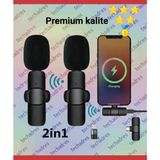 Techadres K9 Kablosuz Yaka Mikrofonu Lightning 2'li Mini Mikrofon Youtube Tik Tok 2 Adet