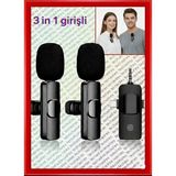 Techadres Yüksek Kalite Profesyonel 3 In 1 Kablosuz Taşınabilir Yaka Mikrofonu Youtube Facebook Tiktok