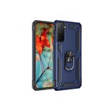 Techaks Kılıf Sert Dayanıklı Mıknatıslı Standlı Yüzüklü Silikon Kılıf Vega Mavi Samsung Galaxy S21 Plus ile uyumlu