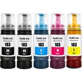 Techarbor Epson 103 Uyumlu Muadil Mürekkep 4 Renk Set Ecotank L3250 L3251 L3252 L3210 L3211 L3260 Modellere Uygun - Siyah - Sarı - Mavi - Kırmızı