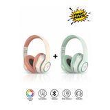 Tech&bello accessories Kablosuz Kulaküstü Pembe-Yeşil Bluetooth Kulaklık Stereo-Mikrofon-aux Sd Kart HK-035