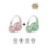 Tech&bello accessories Kablosuz Kulaküstü Pembe+Yeşil Bluetooth Kulaklık Stereo-Mikrofon-aux Sd Kart HK-036