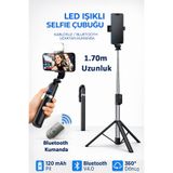 Tech&bello accessories Led Işılklı Selfie Çubuğu Tripot Bluetooth Kumandalı Kablosuz Selfie Stick 1.70m Uzunluk Taşınabilir