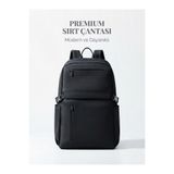 Tech&bello accessories Siyah 4 Bölmeli Su İtici Fermuar Özellikli Suni Deri Laptop Sırt Çantası