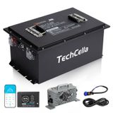 TechCella 48V 105Ah Lithium Battery for Golf Cart, 200A BMS, Touch Screen & Mobile APP, with 58.4V 22A Charger, Low Temp Cut Off, Max 10.24kW Power Output for EZ GO, Club Car, Yamaha Golf Cart