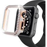 Techmaster Apple Watch 7 Serisi 45MM Çift Sıra Parlak Taşlı Rubber Kasa Kapak - Beyaz