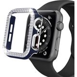 Techmaster Apple Watch 7 Serisi 45MM Çift Sıra Parlak Taşlı Rubber Kasa Kapak - Gümüş