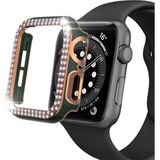 Techmaster Apple Watch 7 Serisi 45MM Çift Sıra Parlak Taşlı Rubber Kasa Kapak - Yeşil