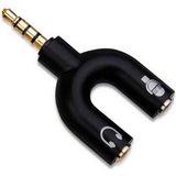 Techmaster Mikrofon Kulaklık Ayırıcı Y Adaptör (Siyah)