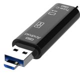 Techmaster Type-C ve Micro Usb Otg Siyah USB Kart Micro SDHC SD TF Kart Okuyucu