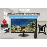 Techno 19" Mutfak Televizyonu-Monitör Wifi Uydu Alıcısı Askı Aparatı -49 Ekran 12V Full Hd -Mutfak-Karavan-Tekne