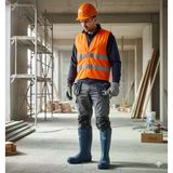 Techno Boots Poliüretan Soğuğa Dayanıklı Kısa Çelik Burunlu Mavi Çizme