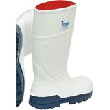Techno Boots S4 Beyaz Mavi - Kısa 31 cm - % 100 Su Geçirmez - Poliüretan Çizme - Beyaz - Mavi