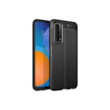 Techno Guru Huawei P Smart 2021 Deri Desenli Yüksek Koruma Sağlayan Niss Premium Silikon Kılıf - Siyah