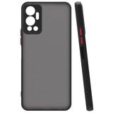 Techno Guru Infinix Hot 12 Kenarları Renkli Arkası Buğulu Şık Hux Silikon Kılıf - Siyah