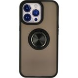 Techno Guru iPhone 15 Pro Kılıf Arkası Buz Tasarımlı ve Yüzüklü Kenarları Renkli Şık Montreal Yüzüklü Silikon Kapak - Siyah