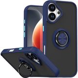 Techno Guru iPhone 17 Kılıf Arkası Buz Tasarımlı ve Yüzüklü Kenarları Renkli Şık Montreal Yüzüklü Silikon Kapak - Lacivert