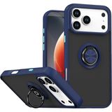 Techno Guru iPhone 17 Pro Kılıf Arkası Buz Tasarımlı ve Yüzüklü Kenarları Renkli Şık Montreal Yüzüklü Silikon Kapak - Lacivert