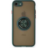 Techno Guru iPhone 8 Kılıf Arkası Buz Tasarımlı ve Yüzüklü Kenarları Renkli Şık Montreal Yüzüklü Silikon Kapak - Yeşil