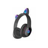 Techno Guru Kedi Kulağı Tasarımlı Rgb Işıklı Katlanabilir L400 Bluetooth Kulaklık Siyah